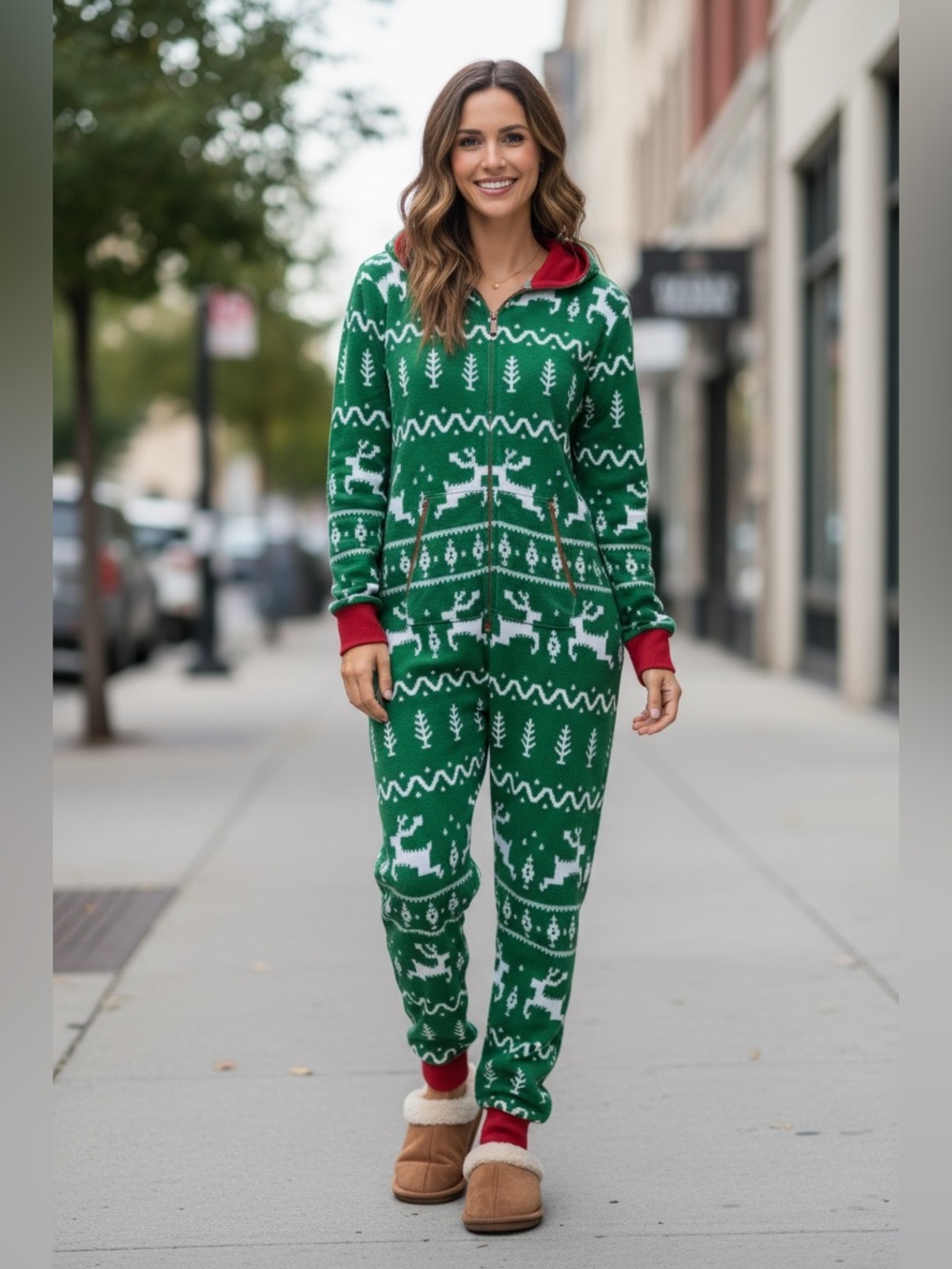 Tipsy Elves Green Fair Isle Holiday Onesie Jumpsuit